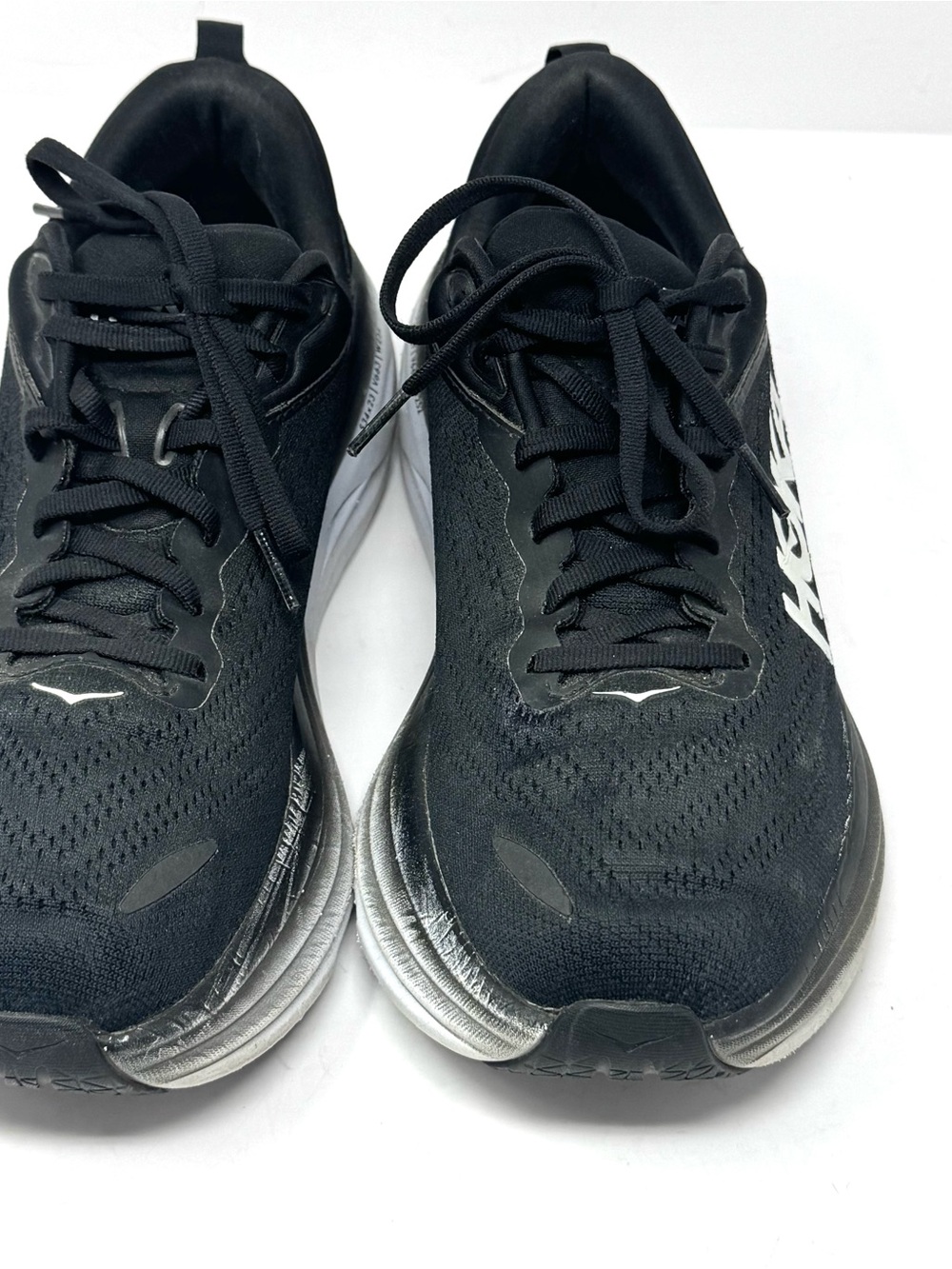 HOKA Bondi 8 Women’s Running Sneakers Black White Size 9.5 No Insoles - Picture 2 of 6